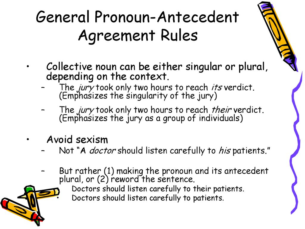 Pronoun And Antecedent Agreement Quiz