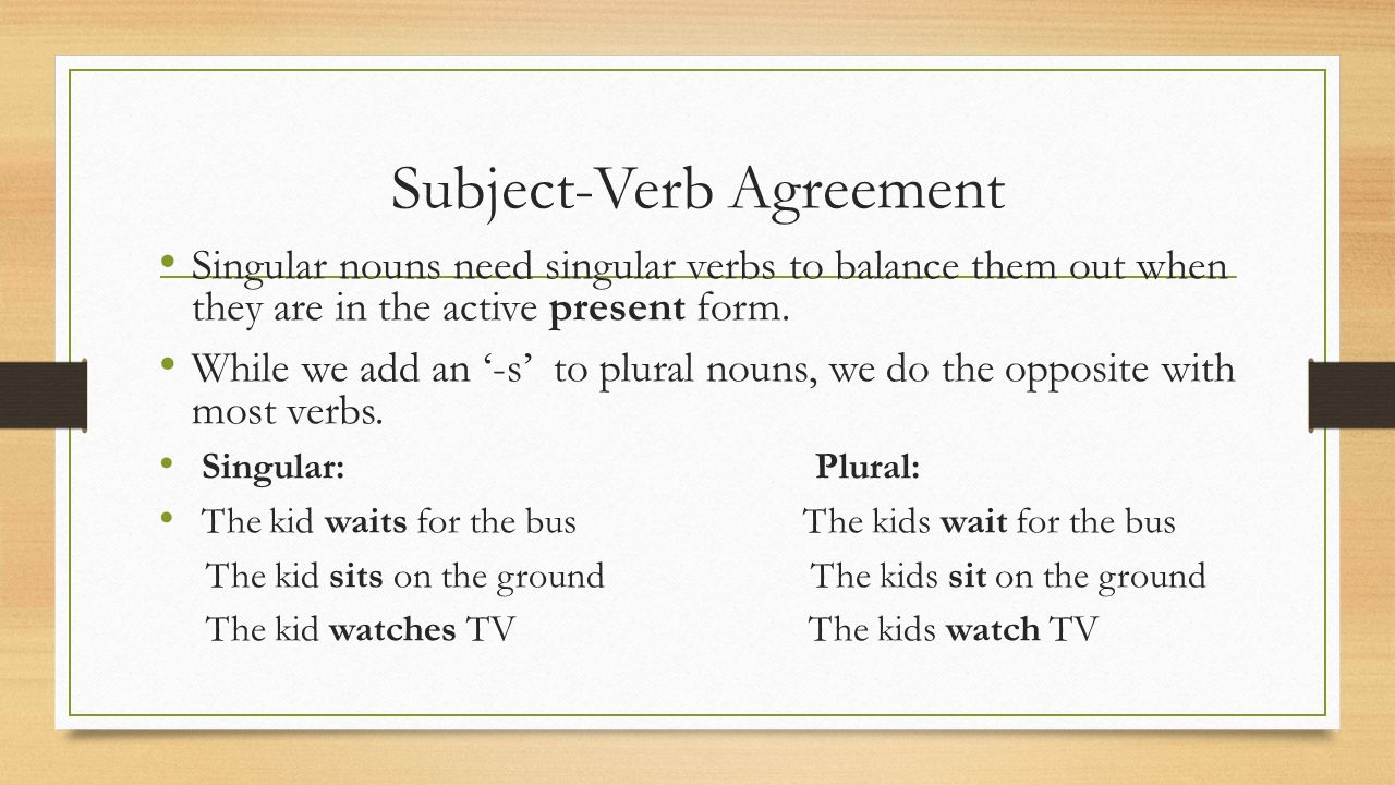 Definition Of Verb Agreement Subject Verb Agreement Ppt Video Online Download