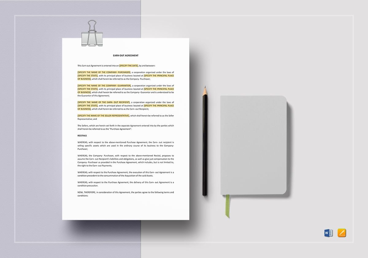 Earn Out Agreement Template Earn Out Clause Agreement Template