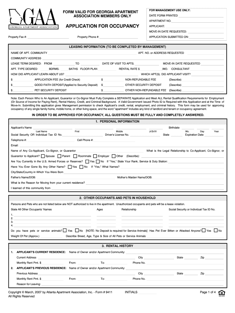 Georgia Apartment Association Lease Agreement Gaa Lease Fill Online Printable Fillable Blank Pdffiller