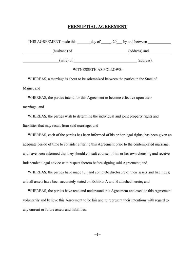 Prenuptial Agreement Form Pdf Prenuptial Agreement Form Fill Online Printable Fillable Blank