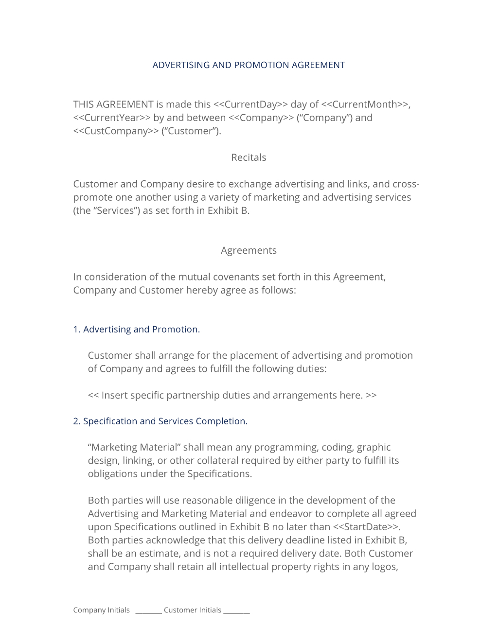 Promotion Agreement Template Advertising And Promotion Contract 3 Easy Steps