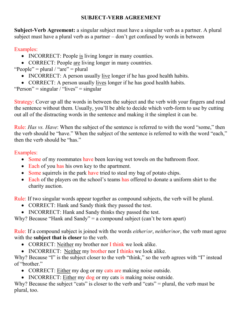 Inspired Image Of Subject Verb Agreement Quiz With Answer Keys 