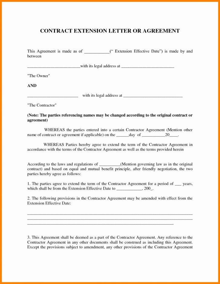 Tenancy Agreement Extension Letter Lease Extension Letter Template