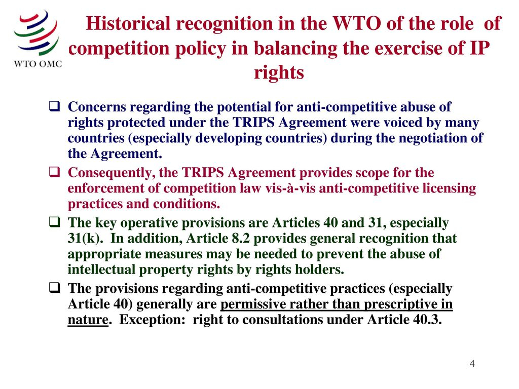 A Handbook On The Wto Trips Agreement Dialogue On Competition Policy And Intellectual Property Ppt