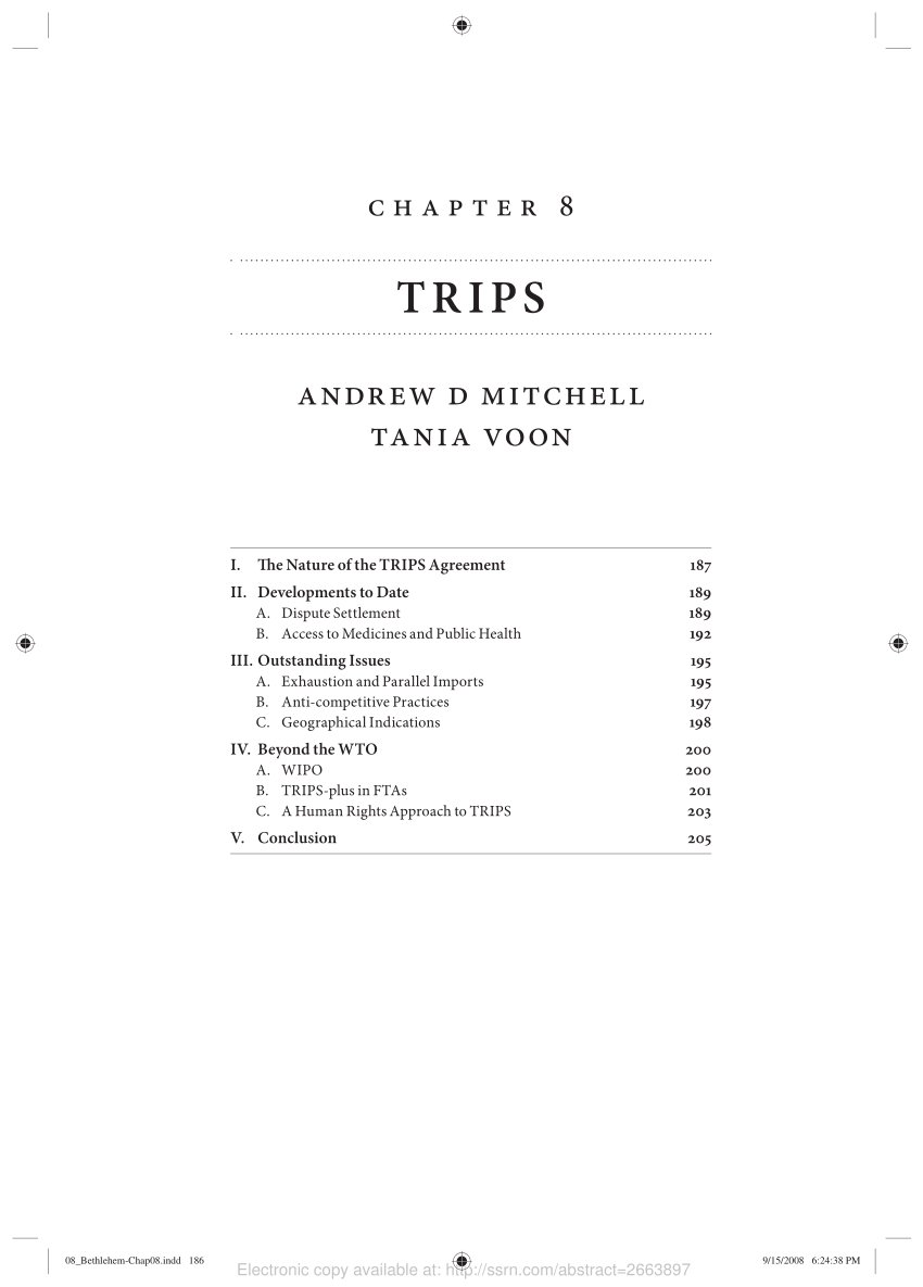 A Handbook On The Wto Trips Agreement Pdf Trips Oxford Handbook On International Trade Law