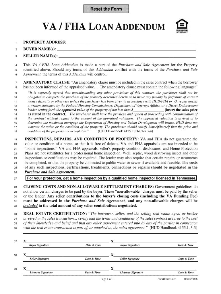 Addendum To Purchase Agreement Purchase Agreement Addendum Fill Online Printable Fillable