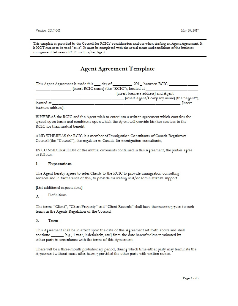 Agency Agreement Draft 50 Free Agency Agreement Templates Ms Word Template Lab