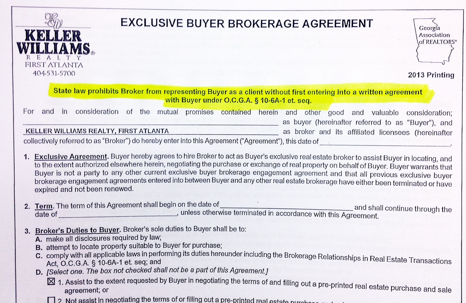 Agency Agreement Draft Signing An Exclusive Buyer Agency Agreement