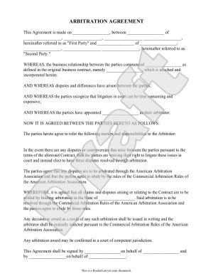 Arbitration Agreement Form Arbitration Agreement Template