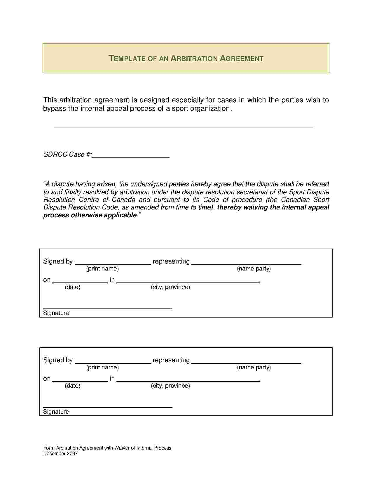 Arbitration Agreement Form Download Arbitration Agreement Style 16 Template For Free At