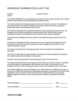 Arizona Rental Agreement Form Poolhot Tub Addendum Non Community Ezlandlordforms