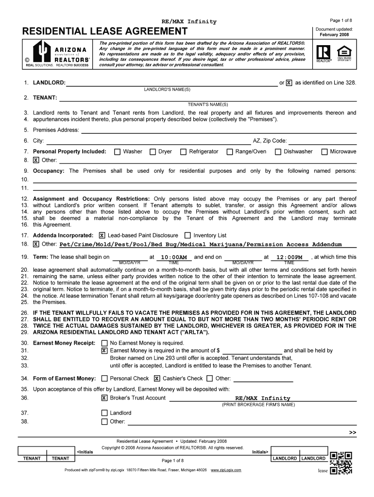 Arizona Rental Agreement Form Remax Blank Rental Agreement Form Fill Online Printable Fillable