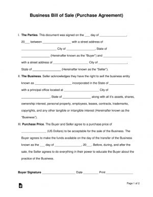 Asset Purchase Agreement Vs Stock Purchase Free Business Bill Of Sale Form Purchase Agreement Word Pdf