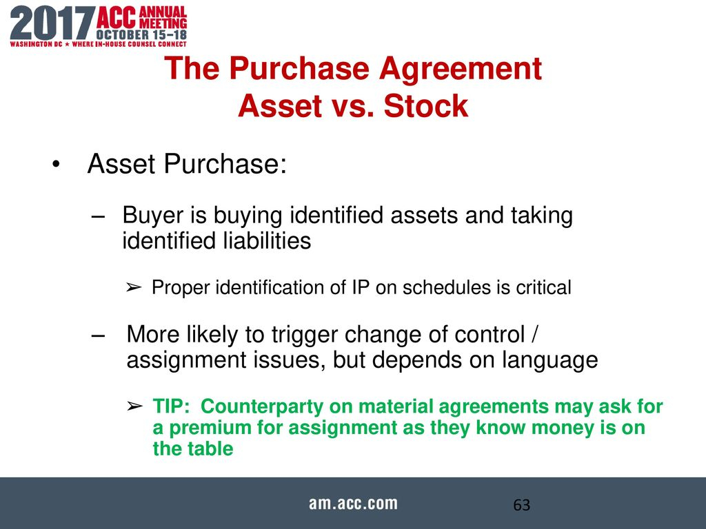 Asset Purchase Agreement Vs Stock Purchase Intellectual Property In Ma Transactions Ppt Download