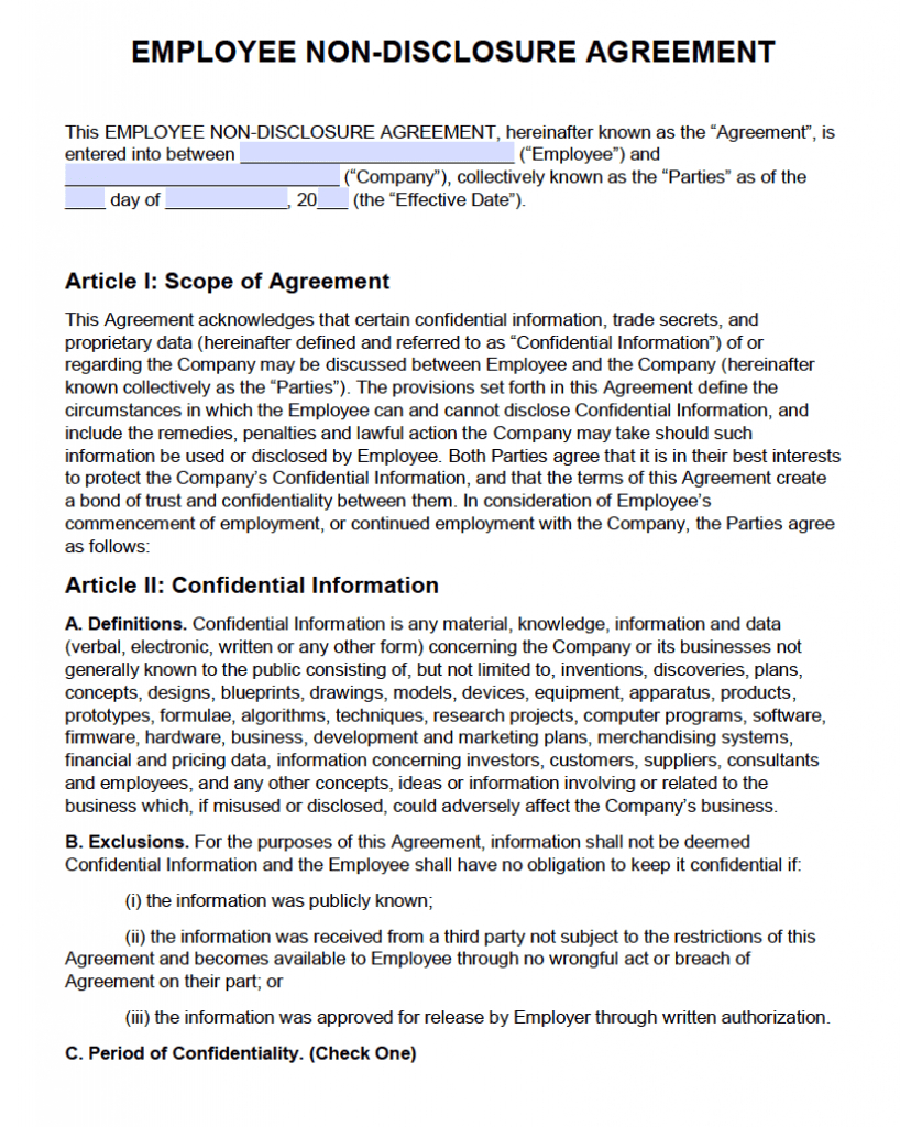 Bond Purchase Agreement Sample Free Employee Non Disclosure Agreement Nda Pdf Word Docx
