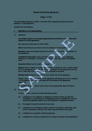 Business Contract Agreement Partnership Agreement Free Template Sample Lawpath