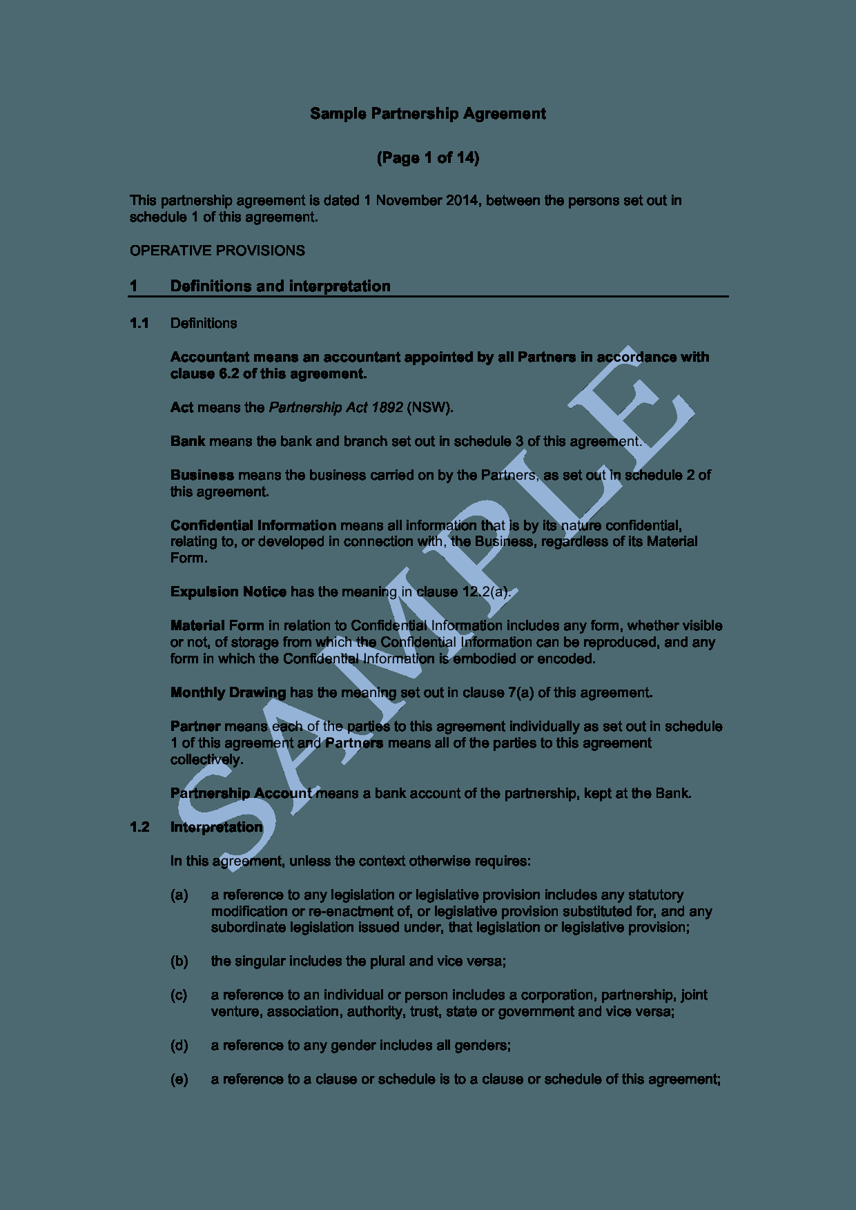 Business Partnership Agreement Between Two Companies Partnership Agreement Free Template Sample Lawpath