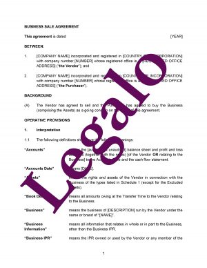 Business Transfer Agreement Business Transfer And Sale Agreement Template