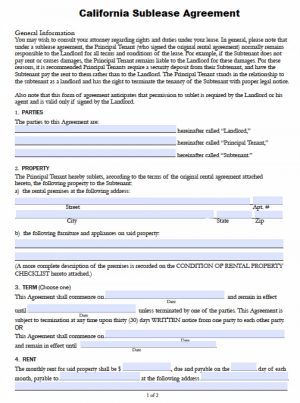 California Commercial Sublease Agreement 003 Template Ideas Commercial Sublease Agreement California Version
