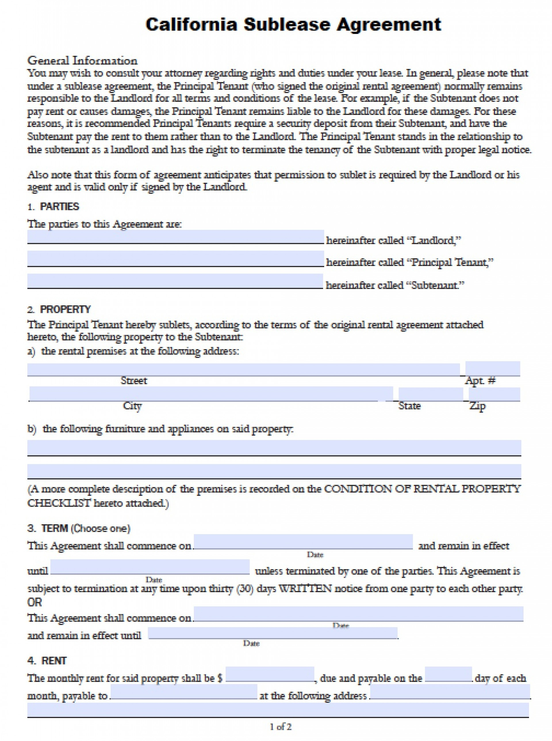California Commercial Sublease Agreement 003 Template Ideas Commercial Sublease Agreement California Version