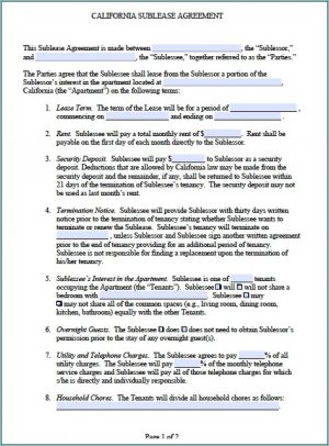California Commercial Sublease Agreement Sublease Agreement Template California Templates 1 Resume Examples