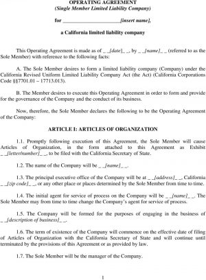 California Llc Operating Agreement Disclaimer No Single Form Of Operating Agreement Can Serve All Llc S