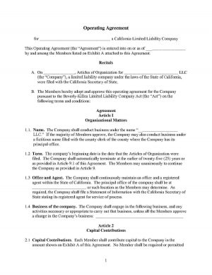 California Llc Operating Agreement Download Llc Operating Agreement Style 5 Template For Free At