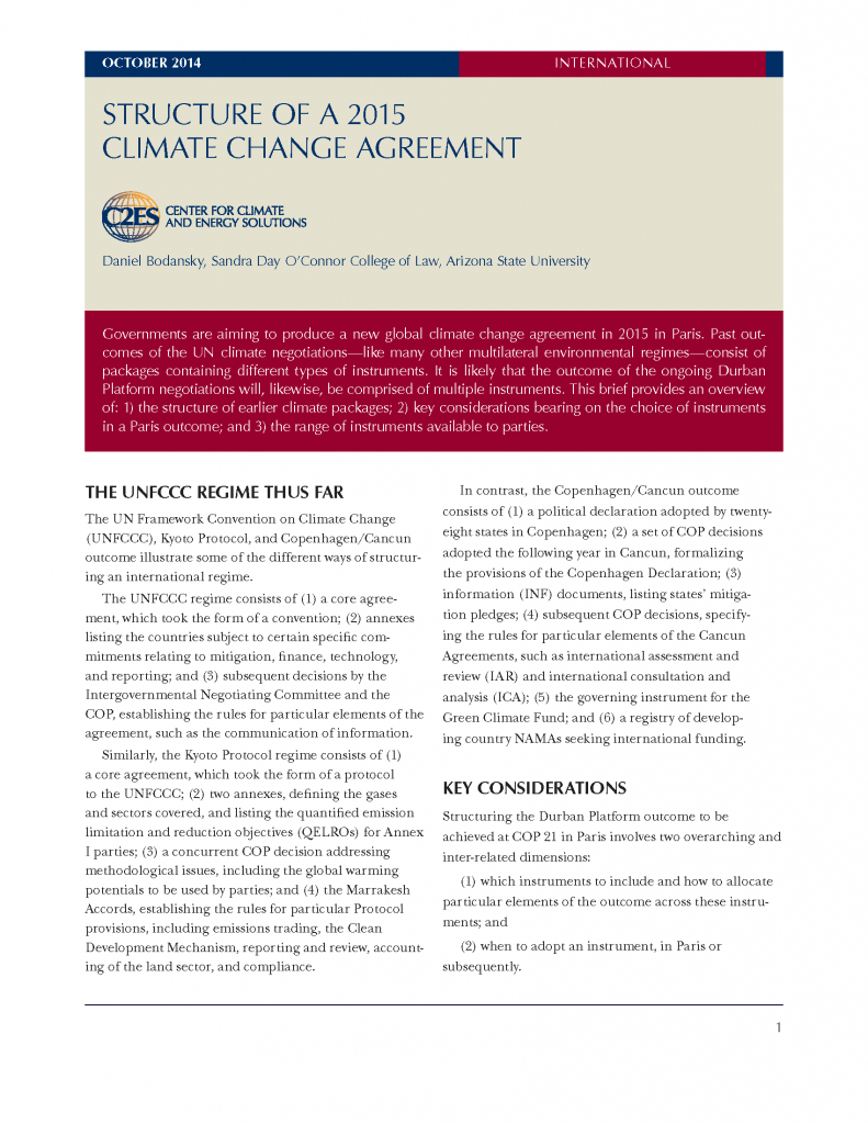 Climate Change Agreement 2015 Structure Of A 2015 Climate Change Agreement Center For Climate