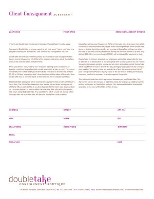Clothing Consignment Agreement Template Client Consignment Agreements At Doubletake Designer Consignment
