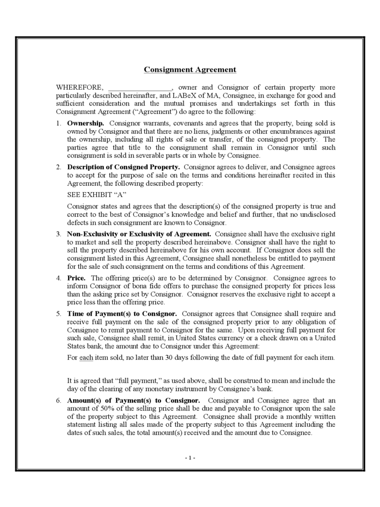 Clothing Consignment Agreement Template Yes Consignment Agreement Pdf Id79755 Opendata