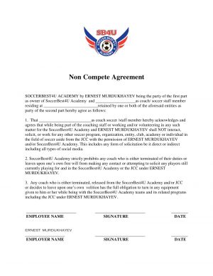 Coaching Agreement Form 8 Non Competition Agreement Contract Forms Pdf Doc