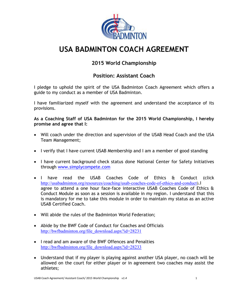 Coaching Agreement Form Coach Agreement Form