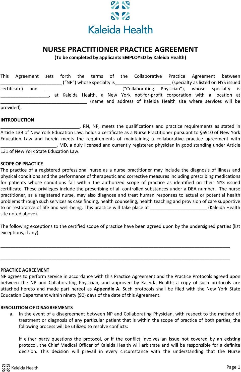 Np Collaborative Agreement Template