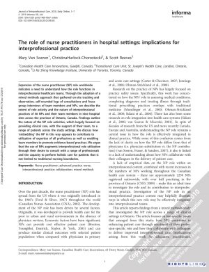Collaborative Practice Agreement Nurse Practitioner Pdf The Role Of Nurse Practitioners In Hospital Settings