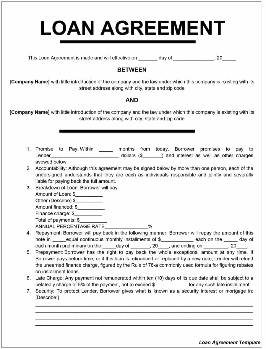 Collateral Loan Agreement Template 40 Free Loan Agreement Templates Word Pdf Template Lab