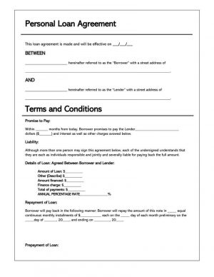 Collateral Loan Agreement Template Free Personal Loan Agreement Templates Samples Word Pdf
