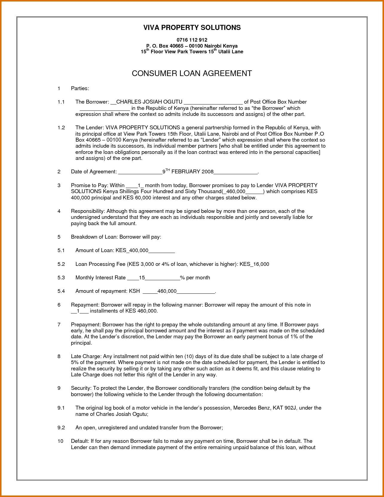 Collateral Loan Agreement Template Legal Simple Collateral Loan Agreement Template Id57152 Opendata