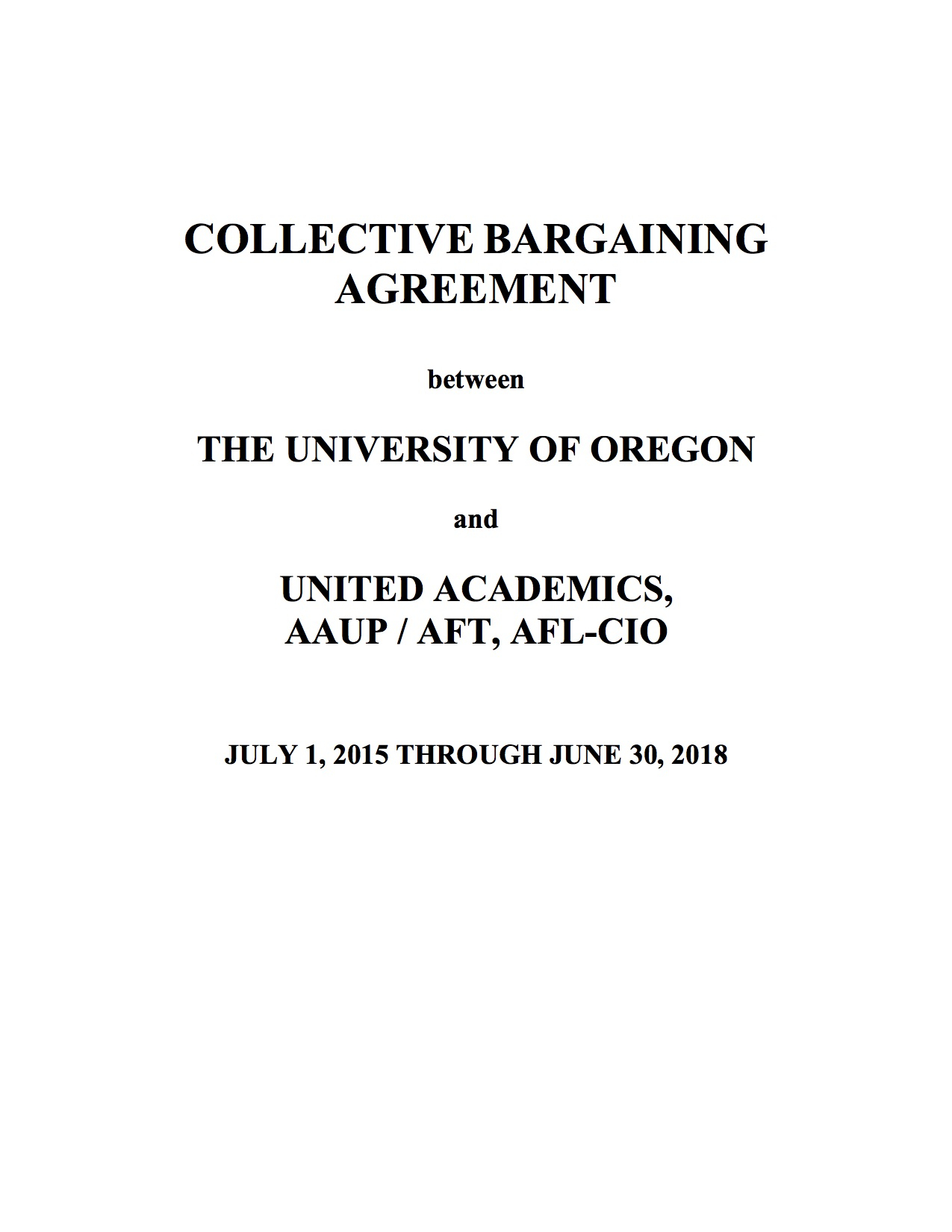 Collective Bargaining Agreement Our Contract United Academics Of The University Of Oregon