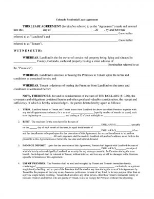 Colorado Residential Lease Agreement Colorado Lease Agreement Submit Blank Form In Pdf