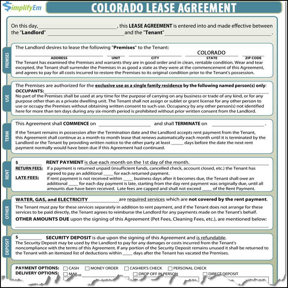 Colorado Residential Lease Agreement Colorado Lease Agreement