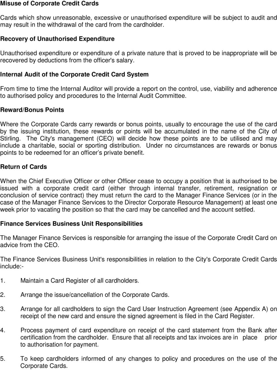 Company Credit Card Usage Agreement Issue And Use Of Corporate Credit Cards Policy Pdf