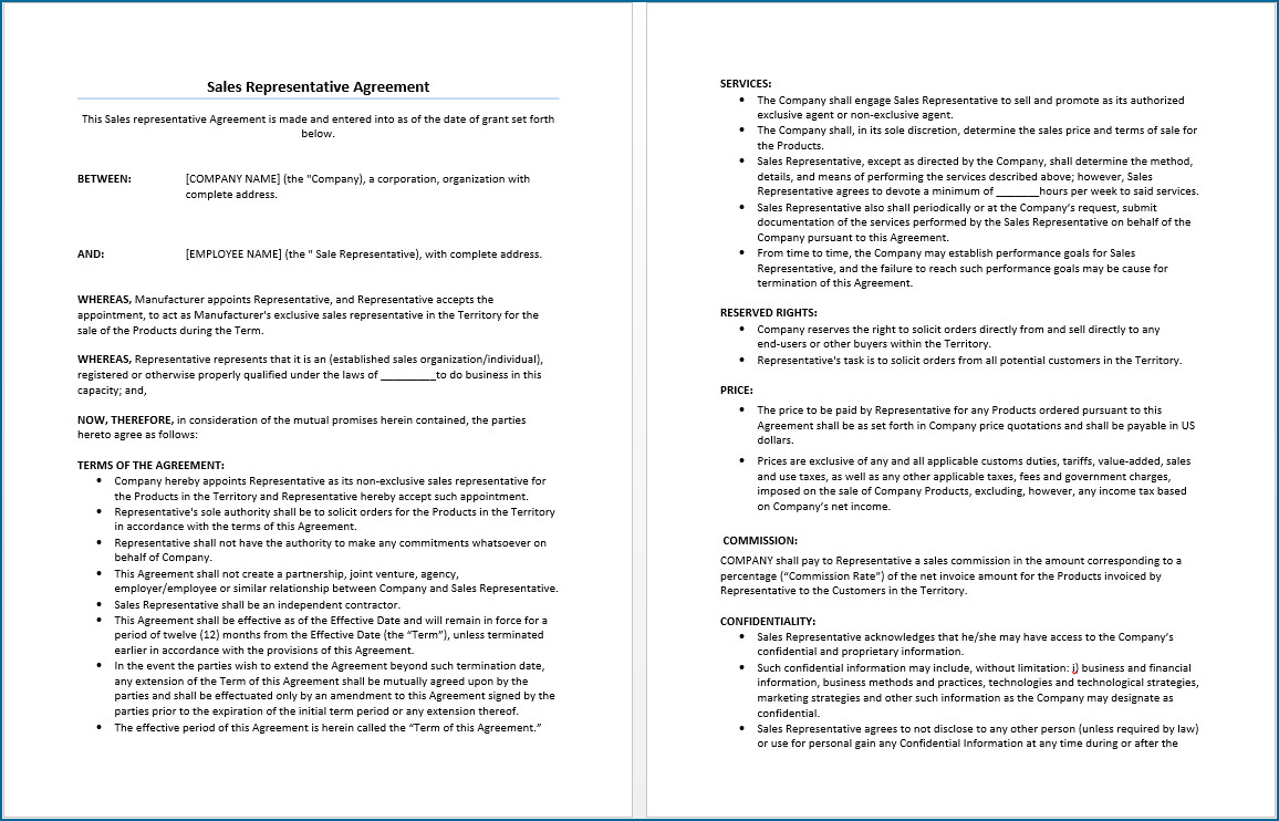 Company Representative Agreement New Product Supply Agreement Newbusinesstemplate
