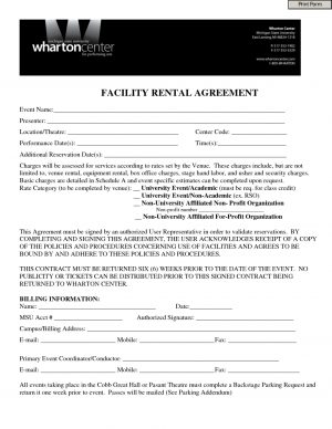 Contract Rental Agreement Template Facility Hire Agreement Template Lobo Black
