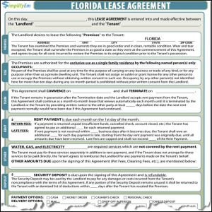 Contract Rental Agreement Template Florida Lease Agreement