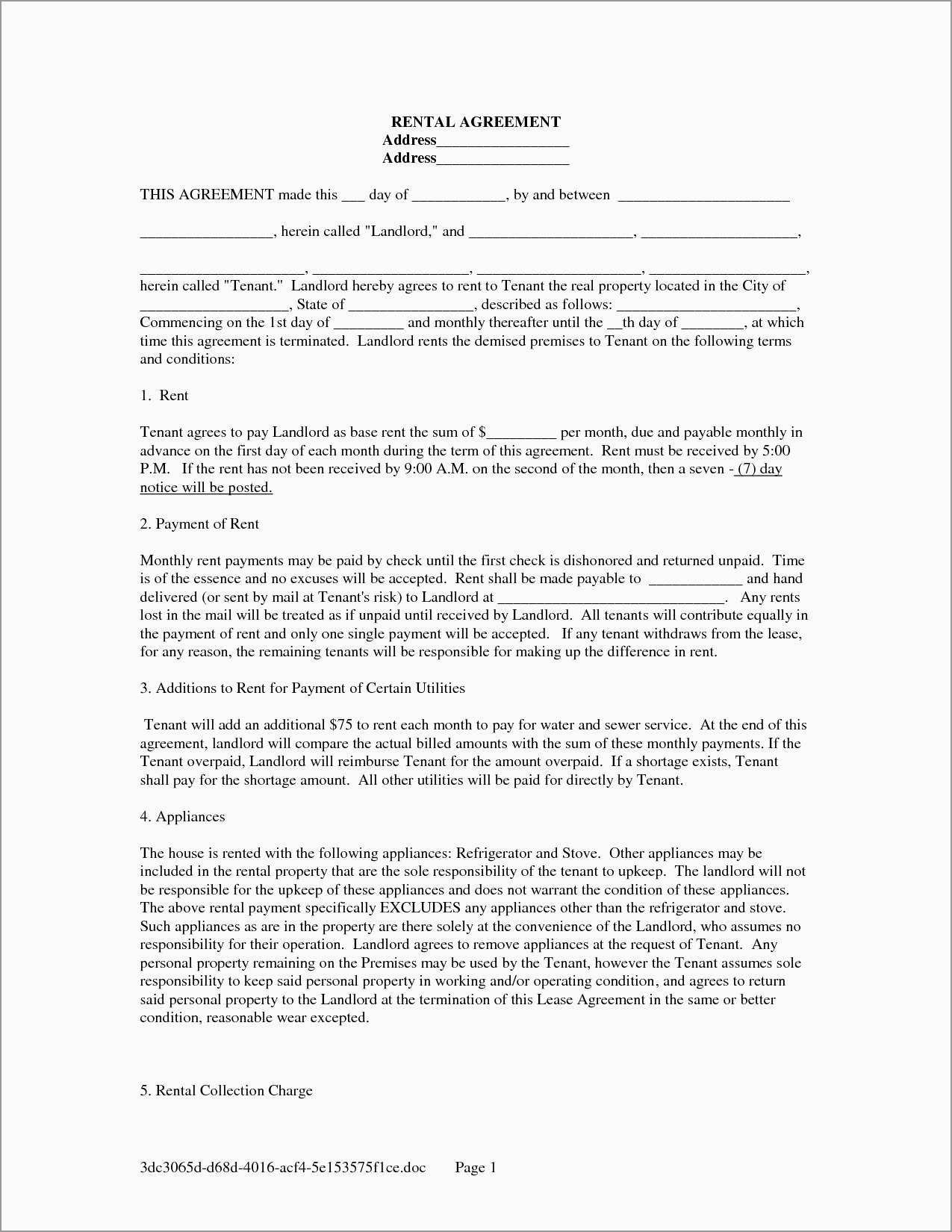 Contract Rental Agreement Template New Rental House Contract Template Free Best Of Template