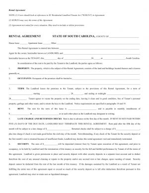 Copy Of A Lease Agreement For Residential Free South Carolina Rental Lease Agreements Residential