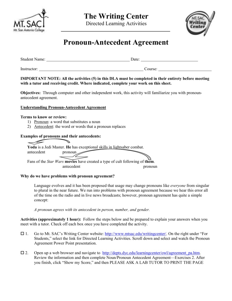 Correct Pronoun Antecedent Agreement Subject Pronoun Agreement Excellent Pronoun Antecedent Agreement