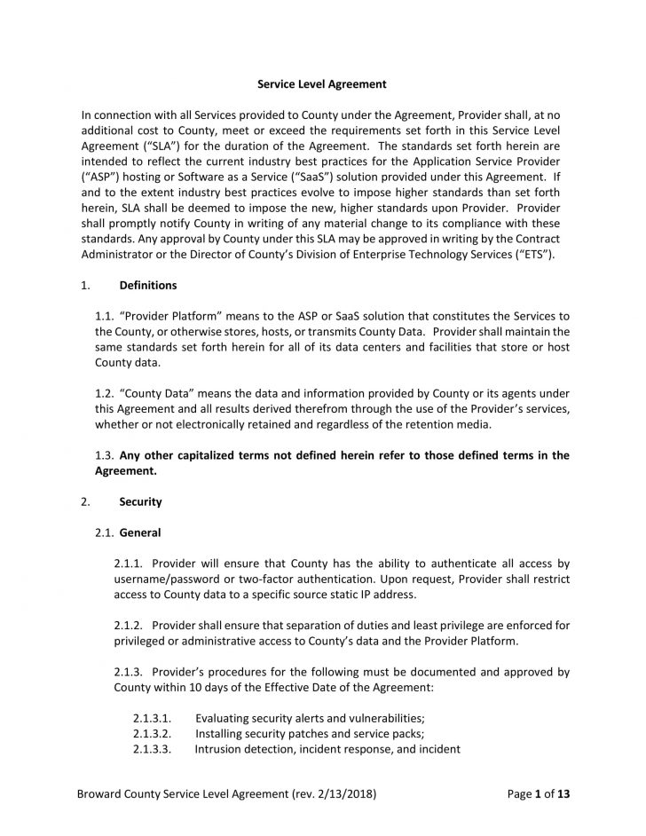 Define Service Level Agreement Pdf