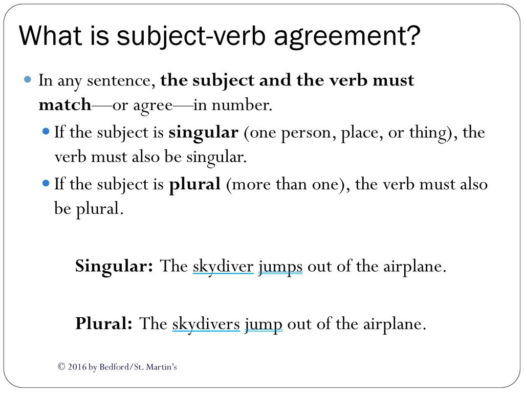 Define Subject Verb Agreement Problems With Subject Verb Agreement Ppt Download